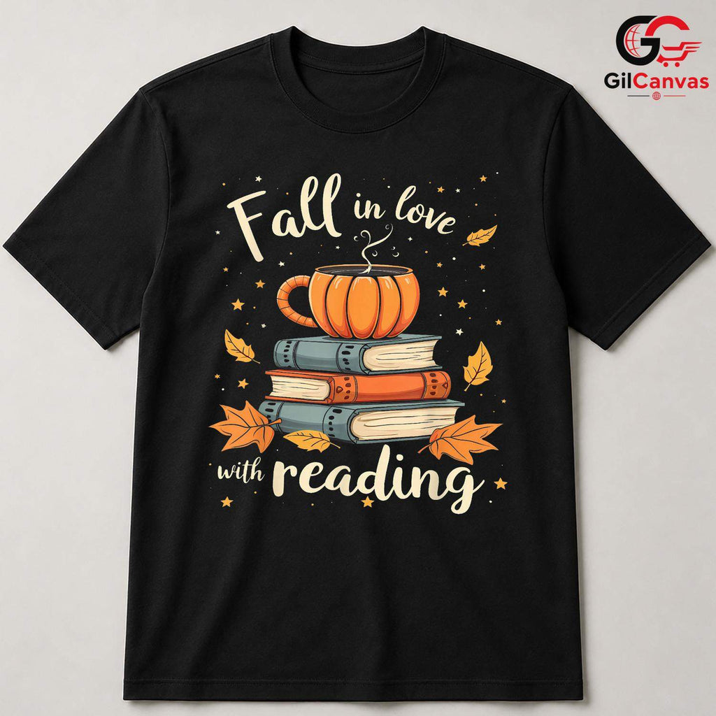 Fall Reading Pumpkin T-Shirt Unisex Cozy Autumn Book Lover Enthusiast Gift