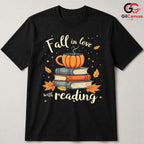 Fall Reading Pumpkin T-Shirt Unisex Cozy Autumn Book Lover Enthusiast Gift