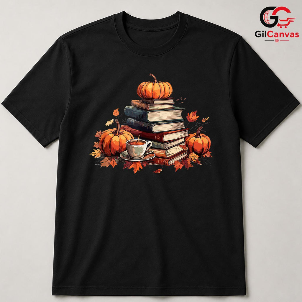 Fall Reading Pumpkin T-Shirt Unisex Cozy Autumn Book Lover Perfect Gift