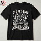 Feral Free Retirement T-Shirt Unisex Raccoon Humorous 2026 Casual Graphic Shirt