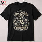 Feral Gardener Raccoon T-Shirt Eco Friendly Unisex Halloween Graphic Tee