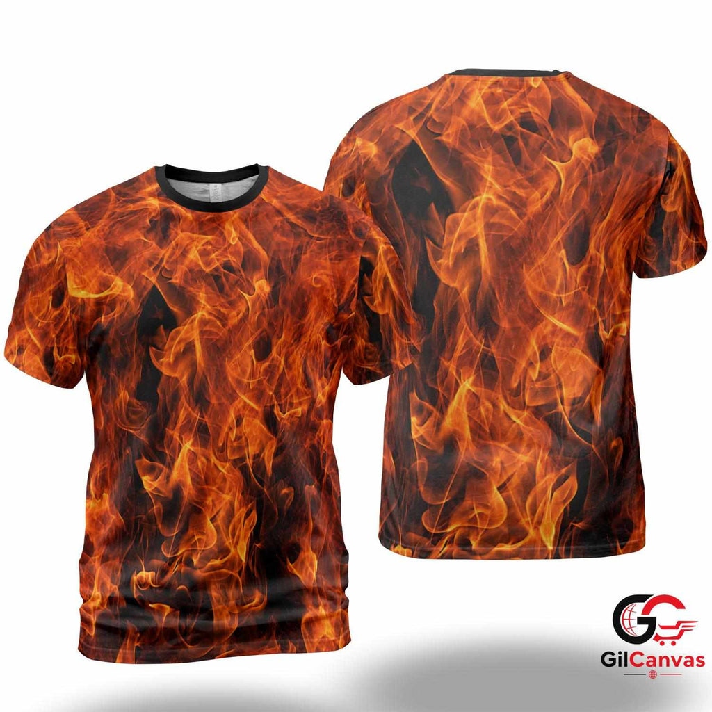 Fiery Flames 3D T-Shirt, Spooky Unisex Halloween Tee Gift For Festive Parties