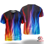 Fire And Ice Flame 3D T-Shirt, Vibrant Unisex Artistic Graphic Tee For Festival Fun