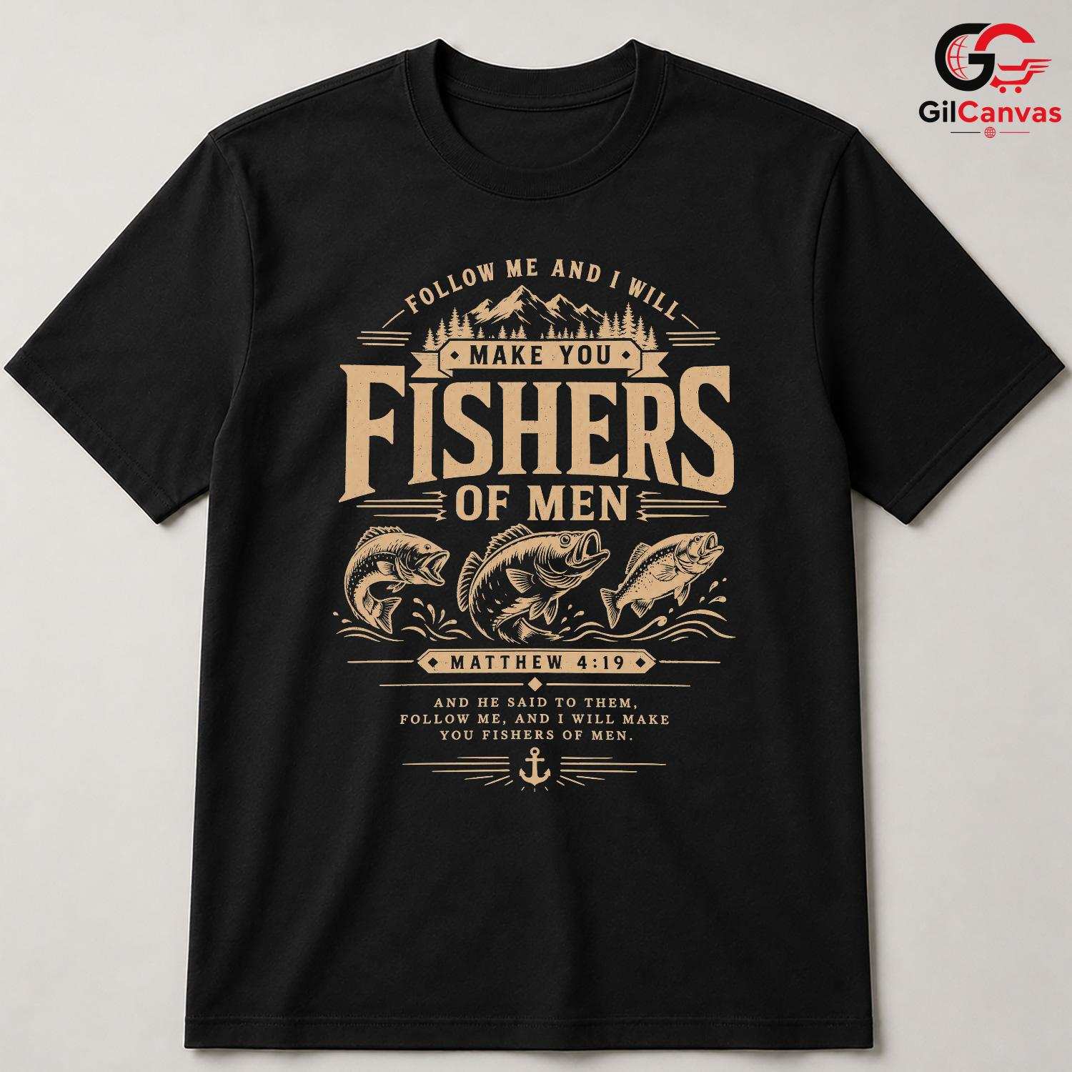 Fishers Of Men Christian T-Shirt Faithful Angler Gift Unisex Graphic Apparel