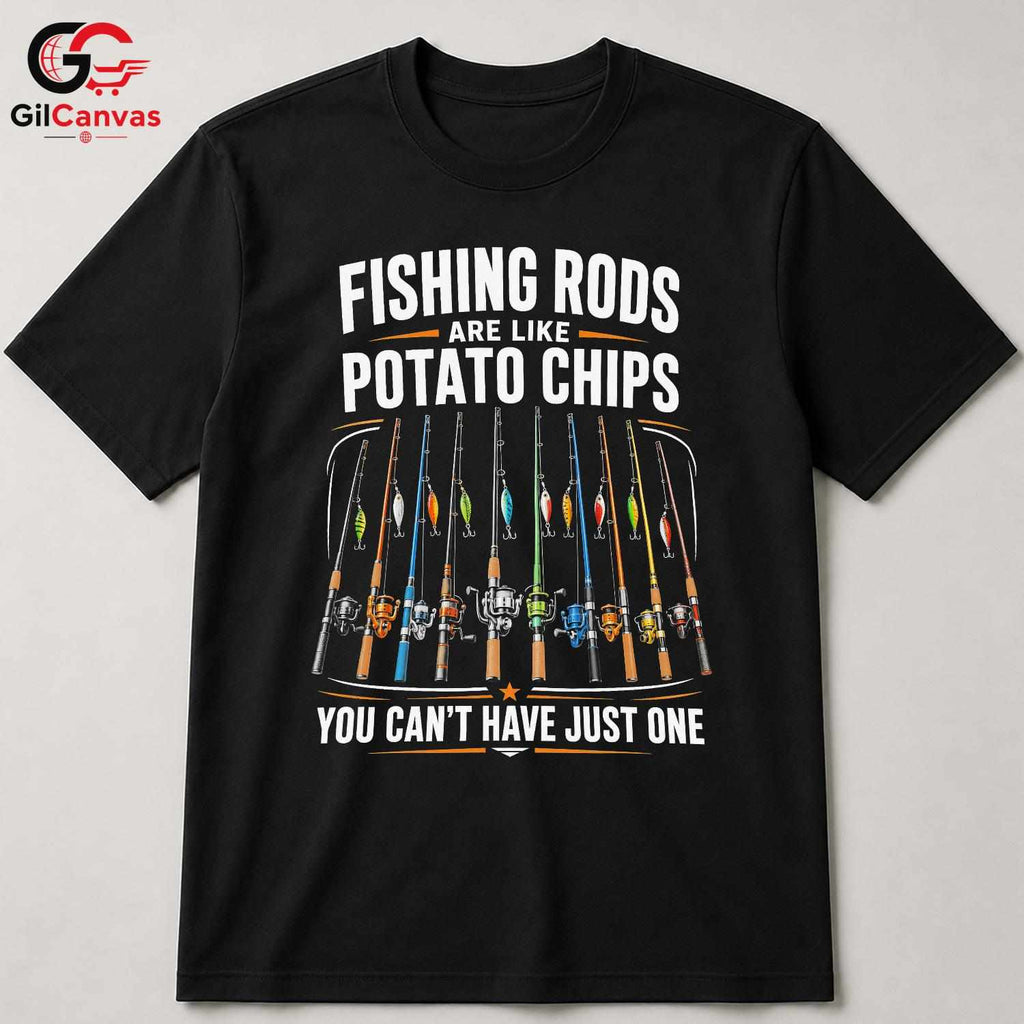 Fishing Day Graphic T-Shirt Sporty Rods Chips Enthusiast Fun Unisex Apparel