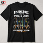 Fishing Day Graphic T-Shirt Sporty Rods Chips Enthusiast Fun Unisex Apparel