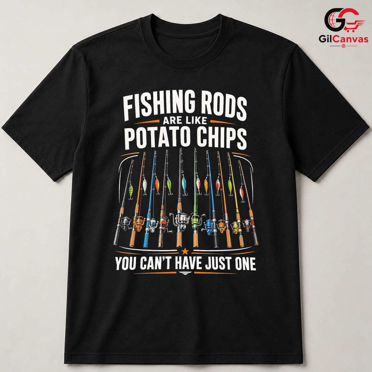 Fishing Day Graphic T-Shirt Sporty Rods Chips Enthusiast Fun Unisex Apparel