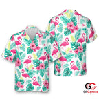 Flamingo Print Hawaiian Shirt For Unisex Summer Vacation Tropical Floral Vibe