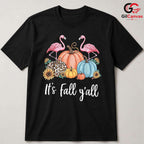 Flamingo Pumpkin Fall T-Shirt Unisex Cute Autumn Tropical Gift Idea For Women