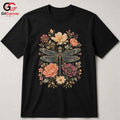 Floral Dragonfly T-Shirt Spring Fashion Garden Party Eco Friendly Women Tee
