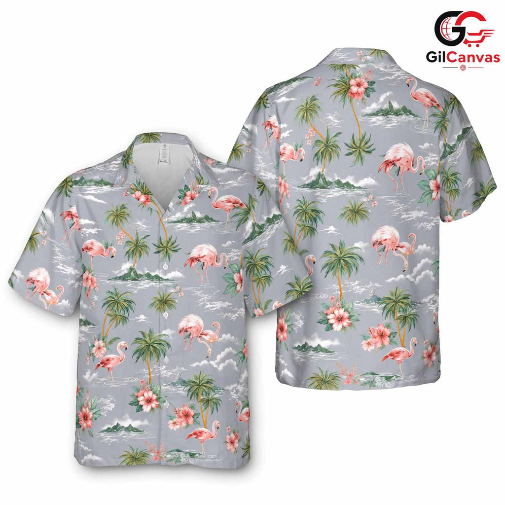 Floral Flamingo Tropical Shirt, Premium Mens Apparel For Summer Vacations