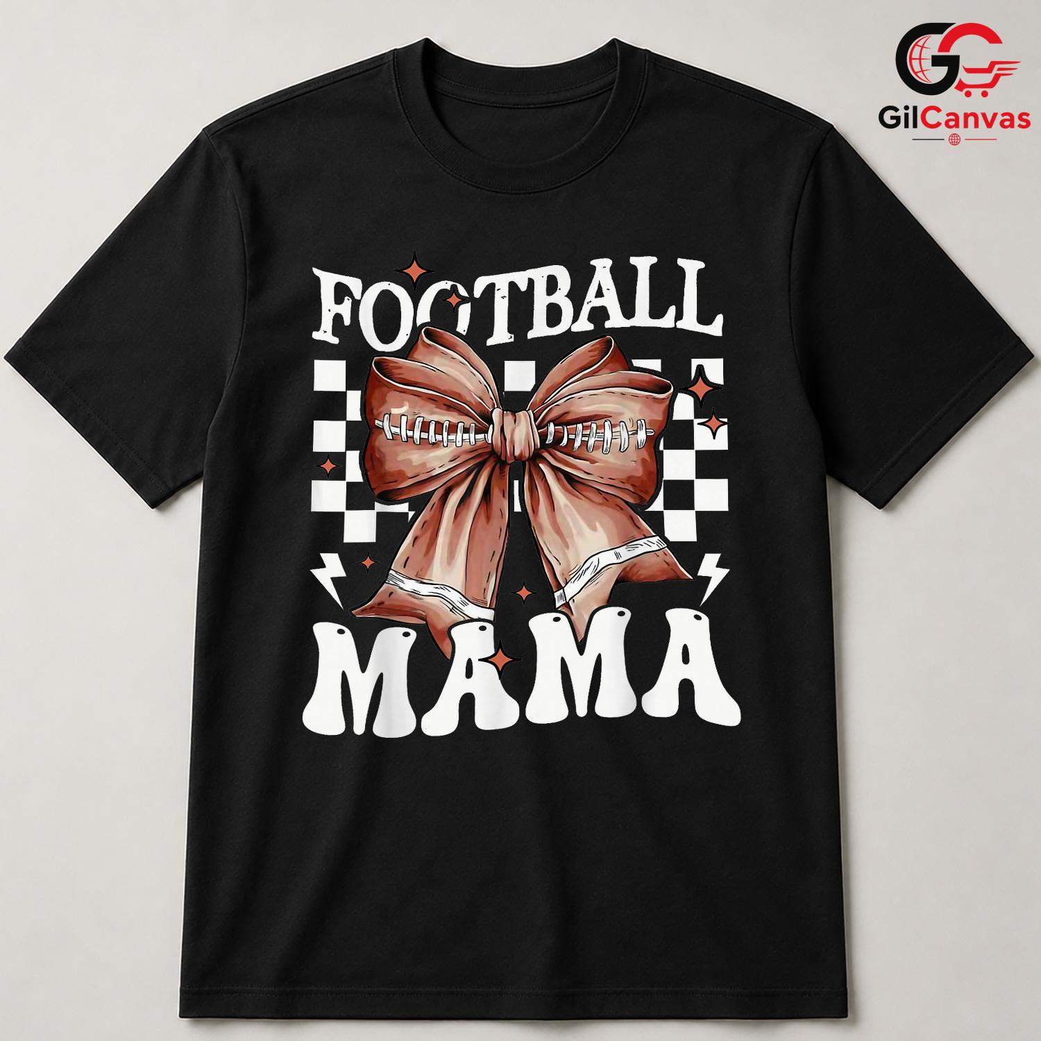 Football Mama Game Day T-Shirt Unisex Cute Retro Checkered Sports Fan Gift