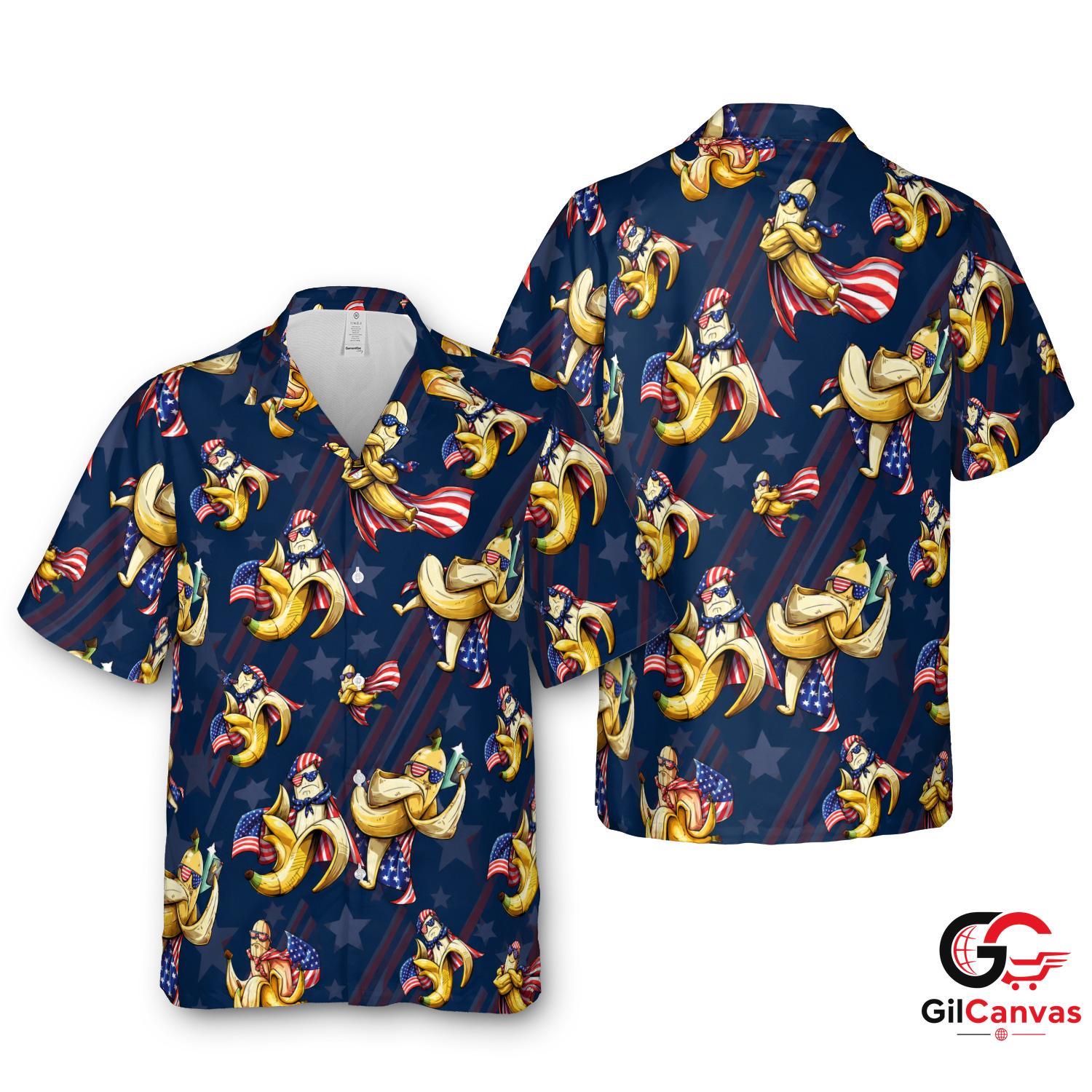 Fun Banana Tee Hawaiian Shirt For Independence Day Unisex July 4th Apparel