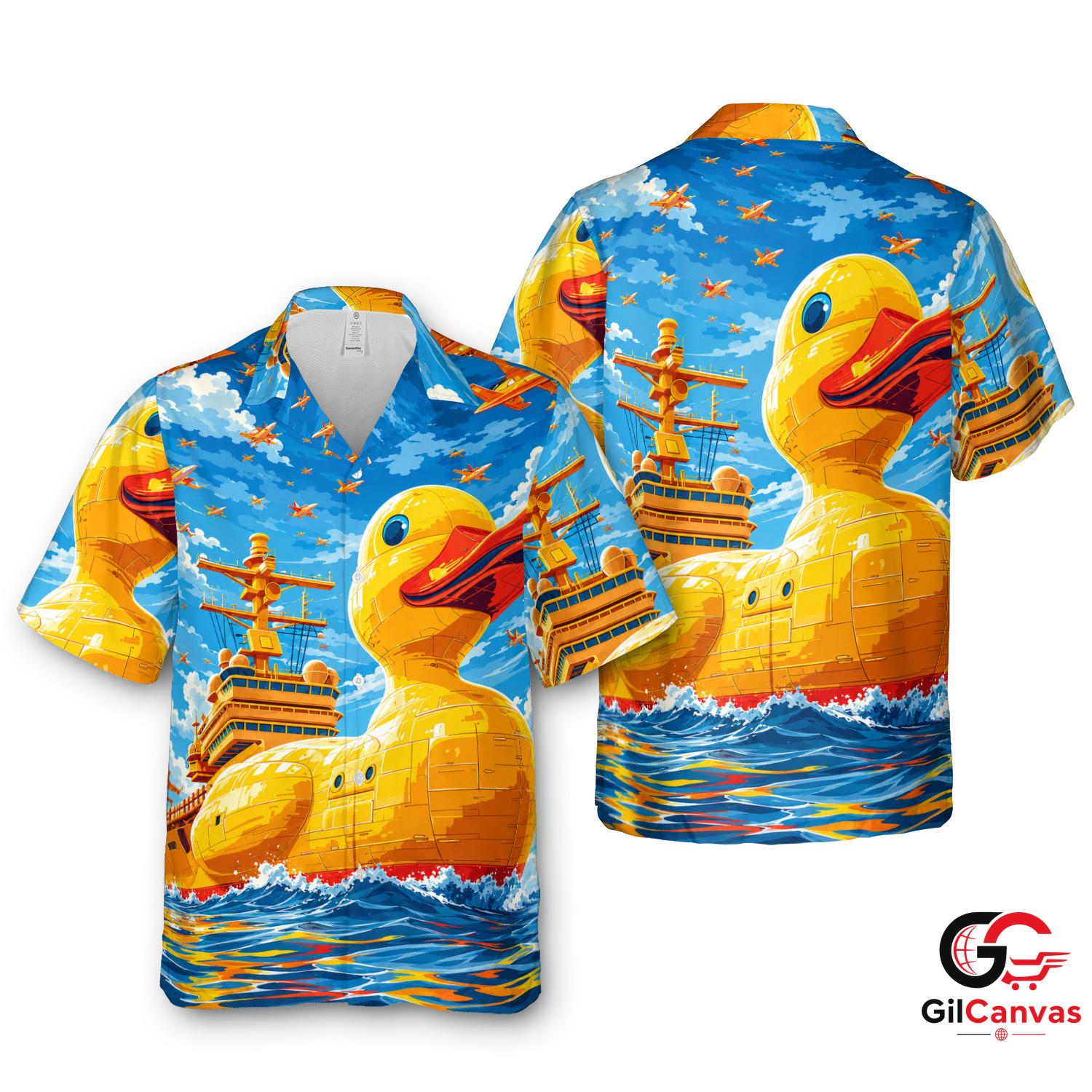 Fun Duck Print Hawaiian Shirt Perfect For Men Summer Beach Lovers Casual Wear