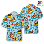 Fun Sloth Relaxed Fit Shirt, Unisex Beachwear for Summer Vacation Trips