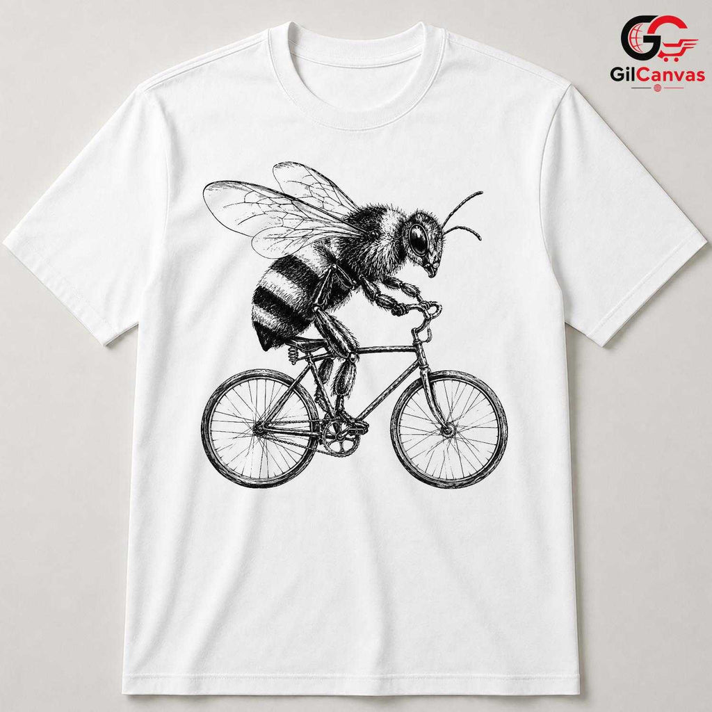 Funny Bee Bicycle T-Shirt Honeybee Cyclist Spring Unisex Insect Nature Ride Tee