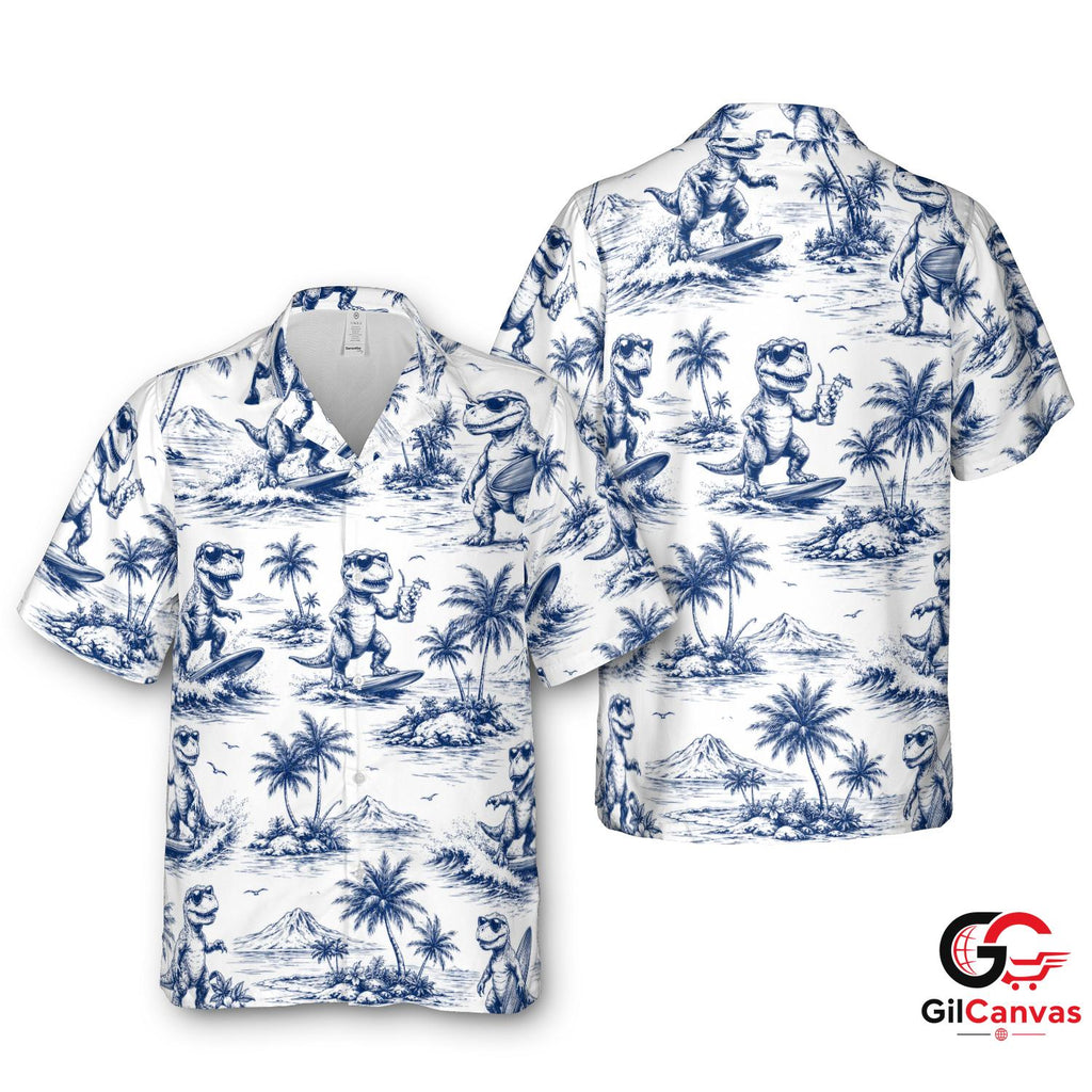 Funny Dinosaur Hawaiian Shirt For Men Beach Parties Stylish Summer Apparel Fit
