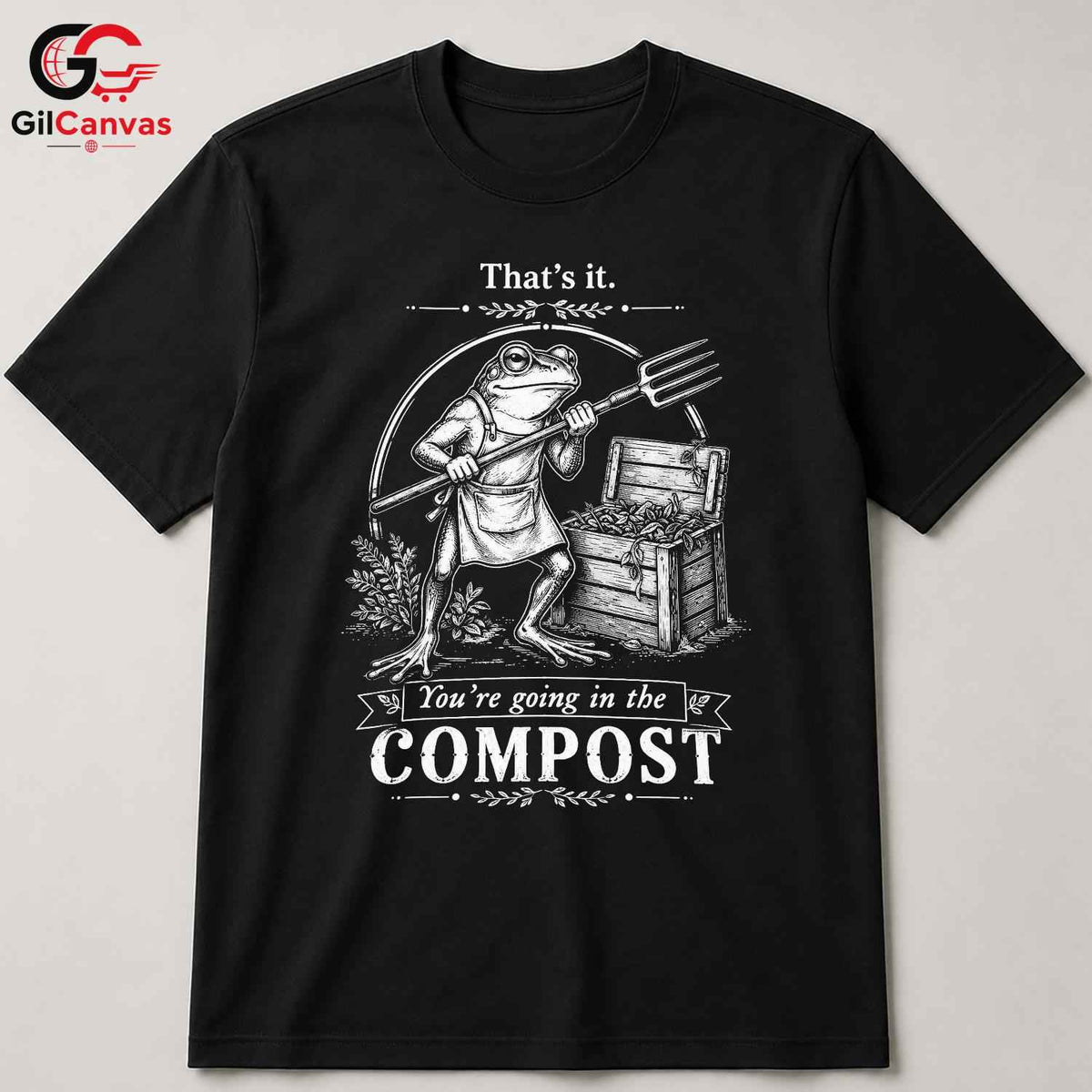 Funny Eco Compost Frog T-Shirt Unisex Gardening Lover Humorous Botanical Graphic