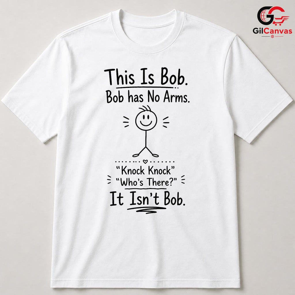 Funny Knock Knock Joke T-Shirt Stick Figure Humor Gag Unisex Graphic Apparel Tee