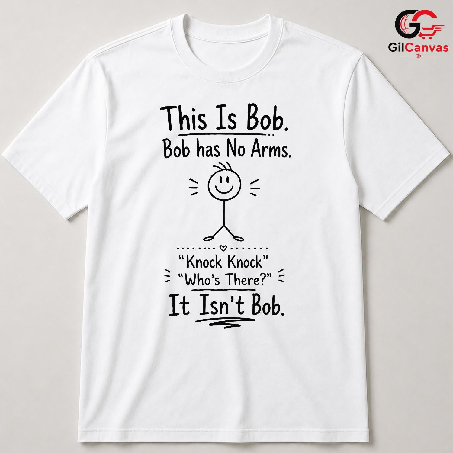 Funny Knock Knock Joke T-Shirt Stick Figure Humor Gag Unisex Graphic Apparel Tee