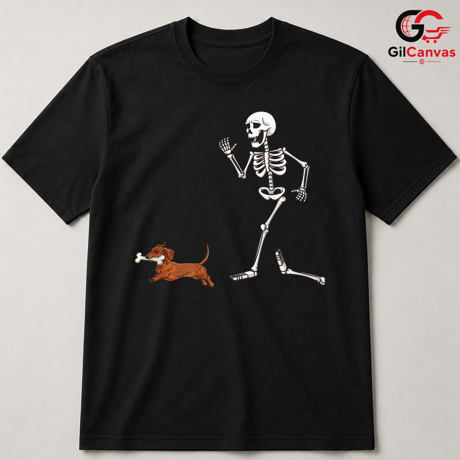 Funny Skeleton Dog Run Tee Shirt Unisex Spooky Halloween Pet Lover Gift Adults
