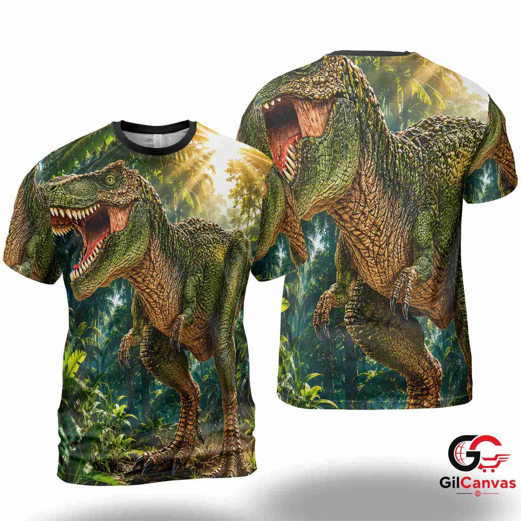 Funny T-Rex Dino 3D T-Shirt, Unisex Nature Graphic Tee Gift For Dinosaur Fans
