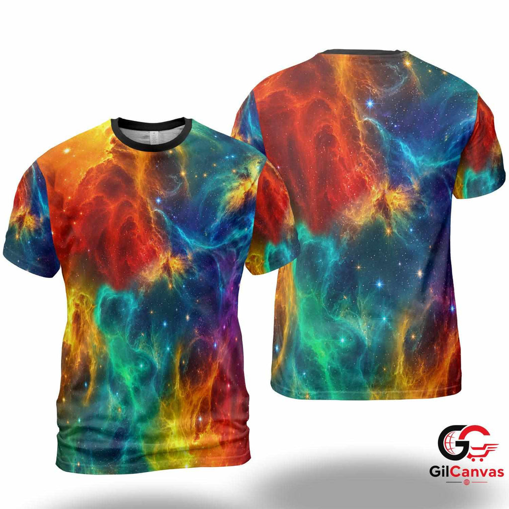 Galaxy Space 3D T-Shirt, Colorful Unisex Astronomy Tee Gift For Casual Outfits