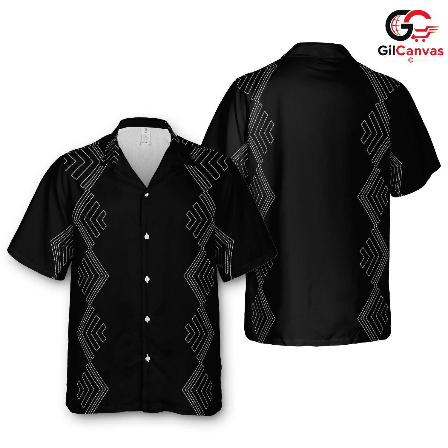 Geometric Black White Aloha Shirt, Abstract Mens Apparel Holiday Summer Vacation