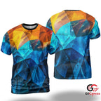 Geometric Pattern 3D T-Shirt, Vibrant Unisex Summer Activewear Graphic Tee