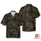 Geometric Print Hawaiian Shirt For Unisex Party Wear Beach Vacation Casual Fit