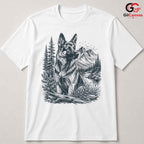 German Shepherd River T-Shirt Forest Nature Dog Lover Unisex Mountain Apparel Tee