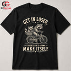 Get In Loser Raccoon T-Shirt Outdoor Adventure Humor Fun Graphic Unisex Tee