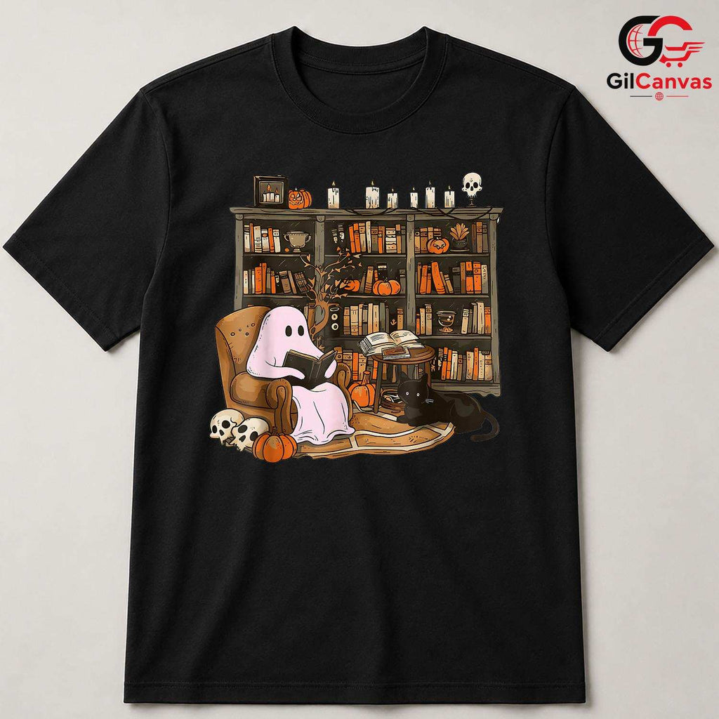 Ghost Reading Halloween T-Shirt Unisex Spooky Book Lover Gift Idea For Kids