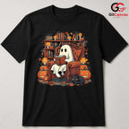 Ghost Reading Halloween Tee Shirt Unisex Spooky Book Lover Event Gift For Kids