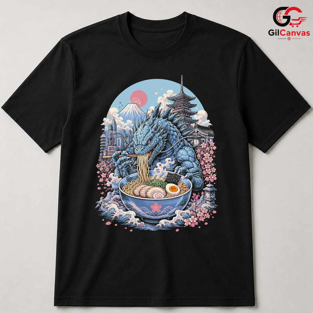Giant Monster Ramen T-Shirt Japanese Culture Dragon Art Unisex Graphic Apparel