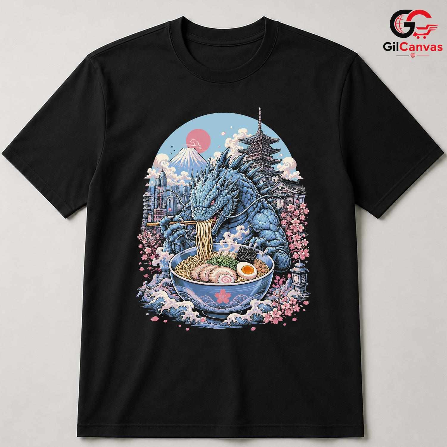 Giant Monster Ramen T-Shirt Japanese Culture Dragon Art Unisex Graphic Apparel