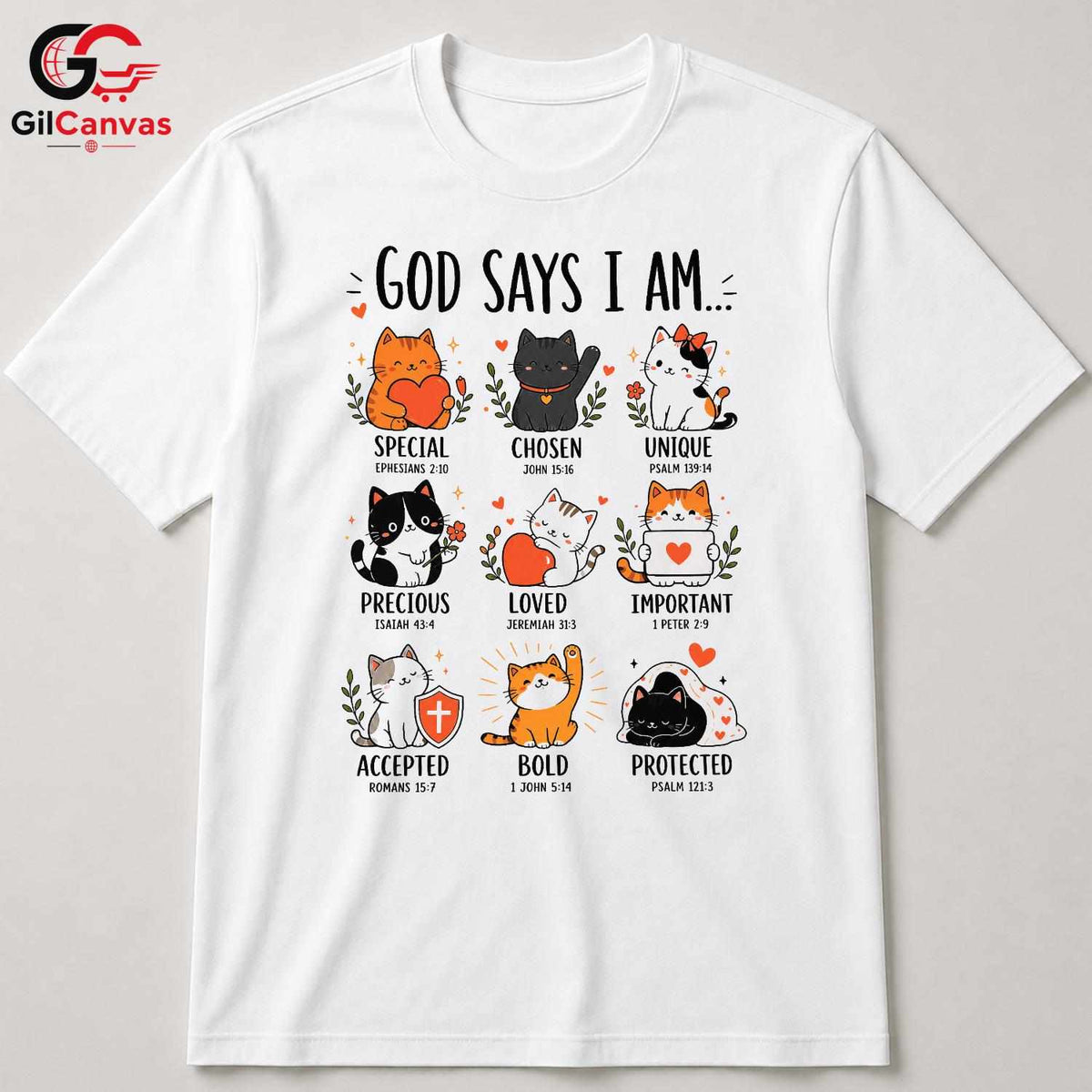 God Says I Am Cat T-Shirt Christian Faith Inspirational Design Women Men Tee
