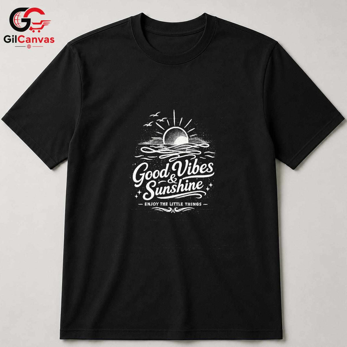 Good Vibes Sunset T-Shirt Summer Beach Trip Relaxation Unisex Graphic Tee