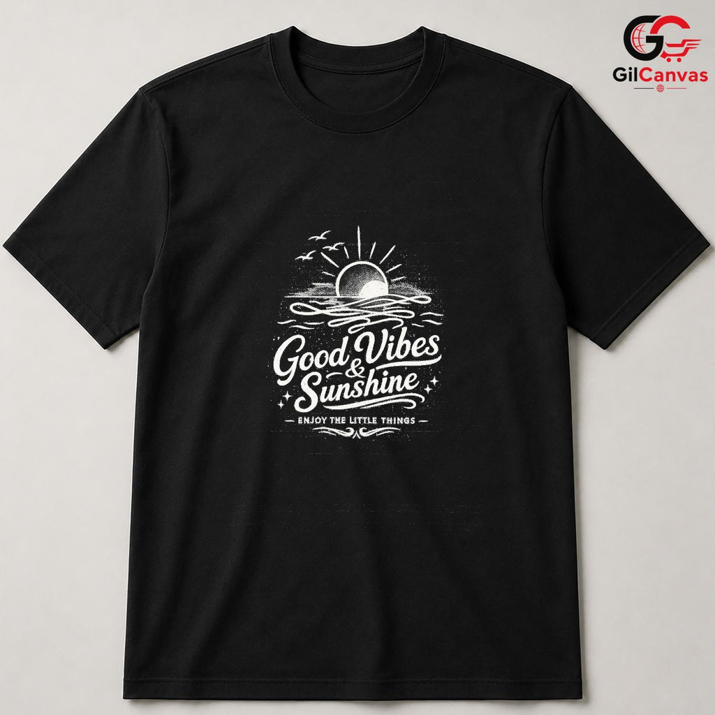 Good Vibes Sunset T-Shirt Summer Beach Trip Relaxation Unisex Graphic Tee