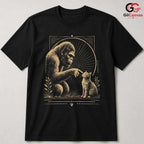 Gorilla Petting Cat Graphic T-Shirt Animal Nature Lover Unisex Casual Apparel