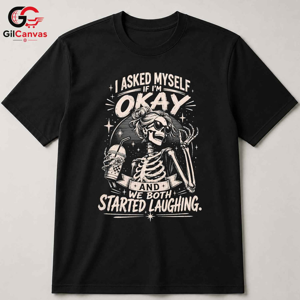 Halloween Skeleton T-Shirt Unisex Party Humor Quote Spooky Graphic Casual Apparel