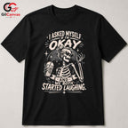 Halloween Skeleton T-Shirt Unisex Party Humor Quote Spooky Graphic Casual Apparel
