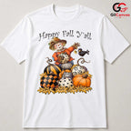 Happy Fall Yall Scarecrow Tee Unisex Cute Autumn Pumpkin Gift Kids Youth