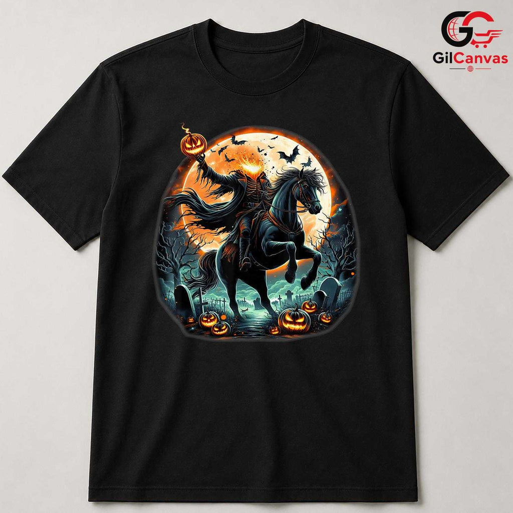 Headless Horseman Fall Tee Shirt Unisex Spooky Halloween Event Gift For Adults