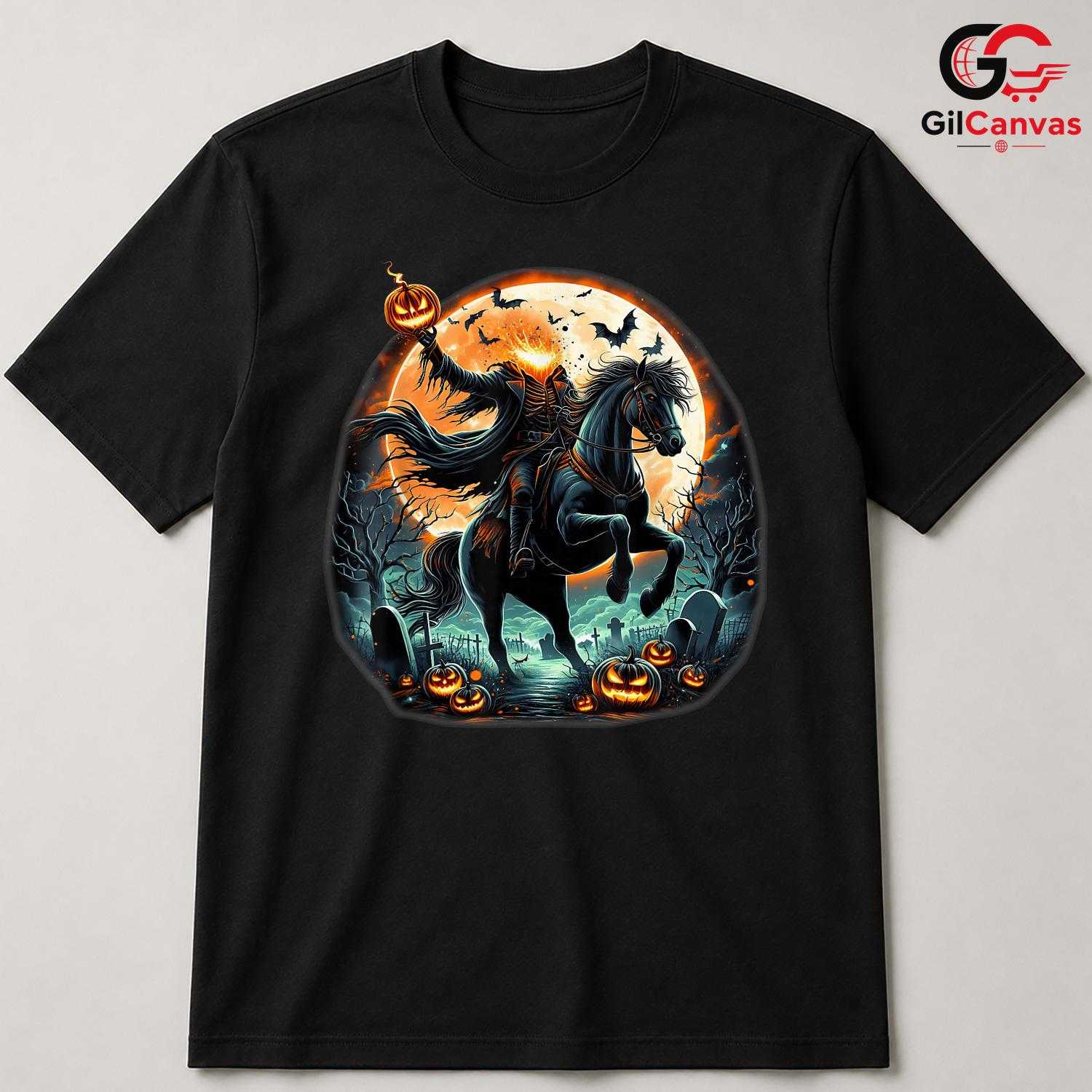 Headless Horseman Fall Tee Shirt Unisex Spooky Halloween Event Gift For Adults