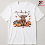 Highland Cow Fall T-Shirt Unisex Cute Autumn Celebration Gift For All Ages