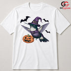 Hummingbird Witch Pumpkin T-Shirt Unisex Cute Spooky Animal Gift For Kids