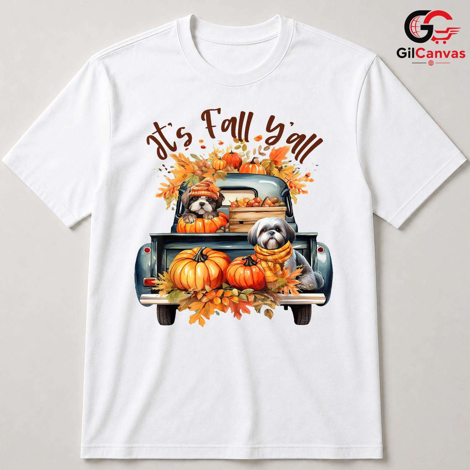Its Fall Yall Pumpkin Truck T-Shirt Unisex Cute Thanksgiving Dog Lover Gift