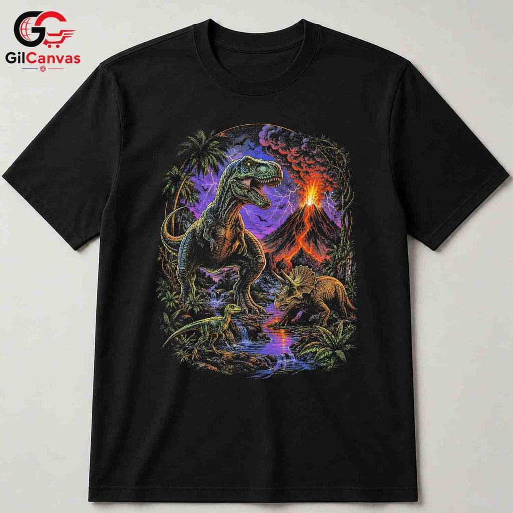Kids Dinosaur Graphic T-Shirt Rex Triceratops Adventure Lover Boys Girls Tee