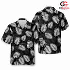 Leaf Print Relaxed Hawaiian Tee, Unisex Beach Wear for Summer Party Events